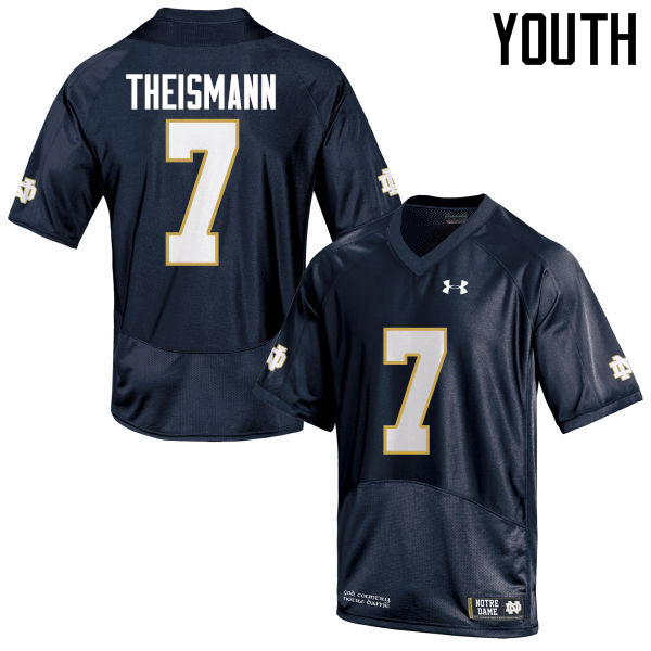 Youth NCAA Notre Dame Fighting Irish #7 Joe Theismann Stitched College Under Armour Authentic Navy Blue Football Jersey LN10Q46FX